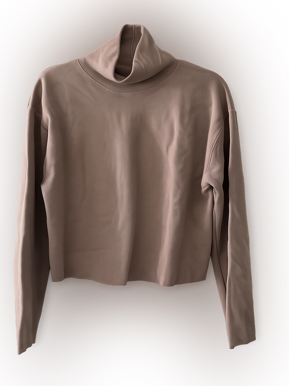 Zara Cropped Turtleneck Sweatshirt Taupe Beige Size S Soft Fleece Pullover